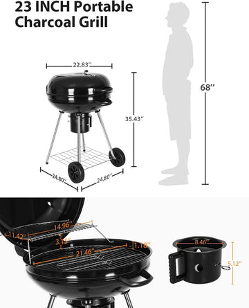 22インチ オリジナル ケトル プレミアム チャコールグリル ブラック 温度計内蔵